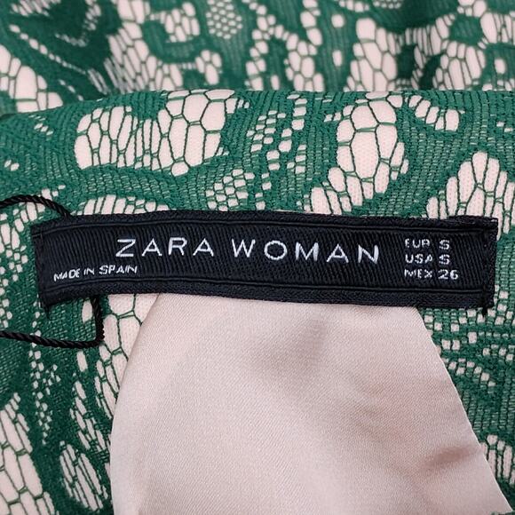 Zara Lace Overlay Fit and Flare Short Dress Size Small Sleeveless Side Zipper - Picture 11 of 15